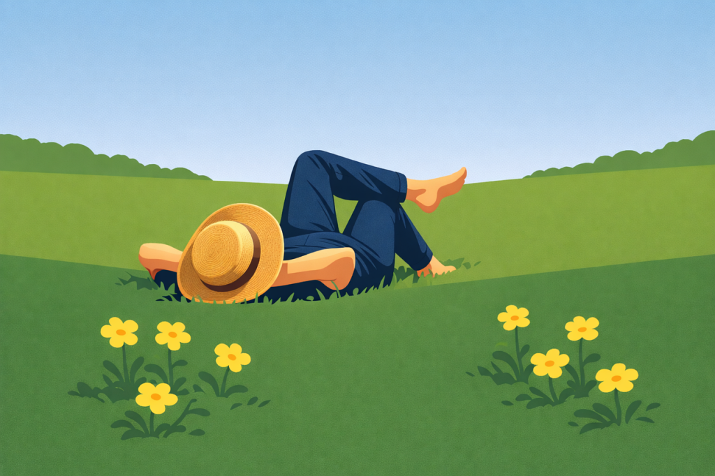 relaxing in grass