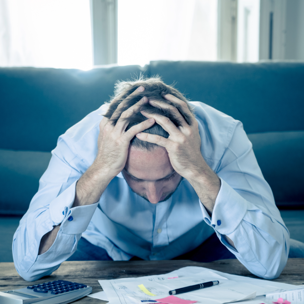 Man upset paying bills 