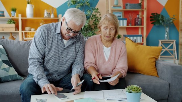 couple paying bills