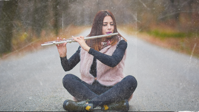 woman playing flute